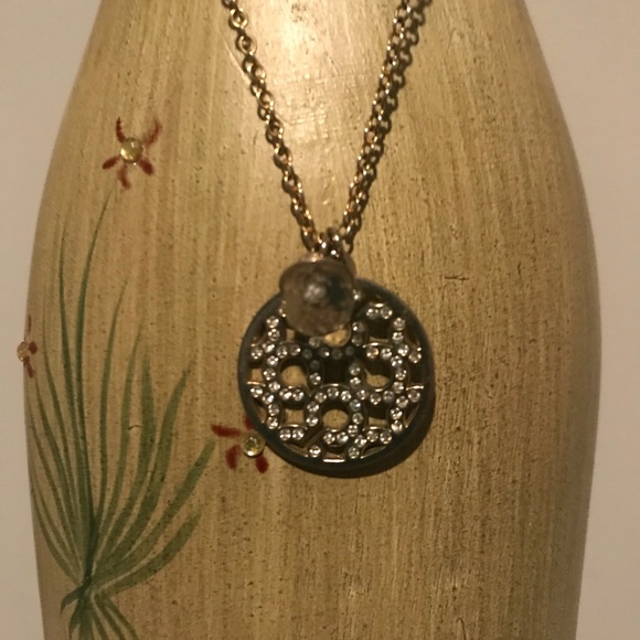 COACH Pave Signature Disc Necklace - Picture 3 of 5